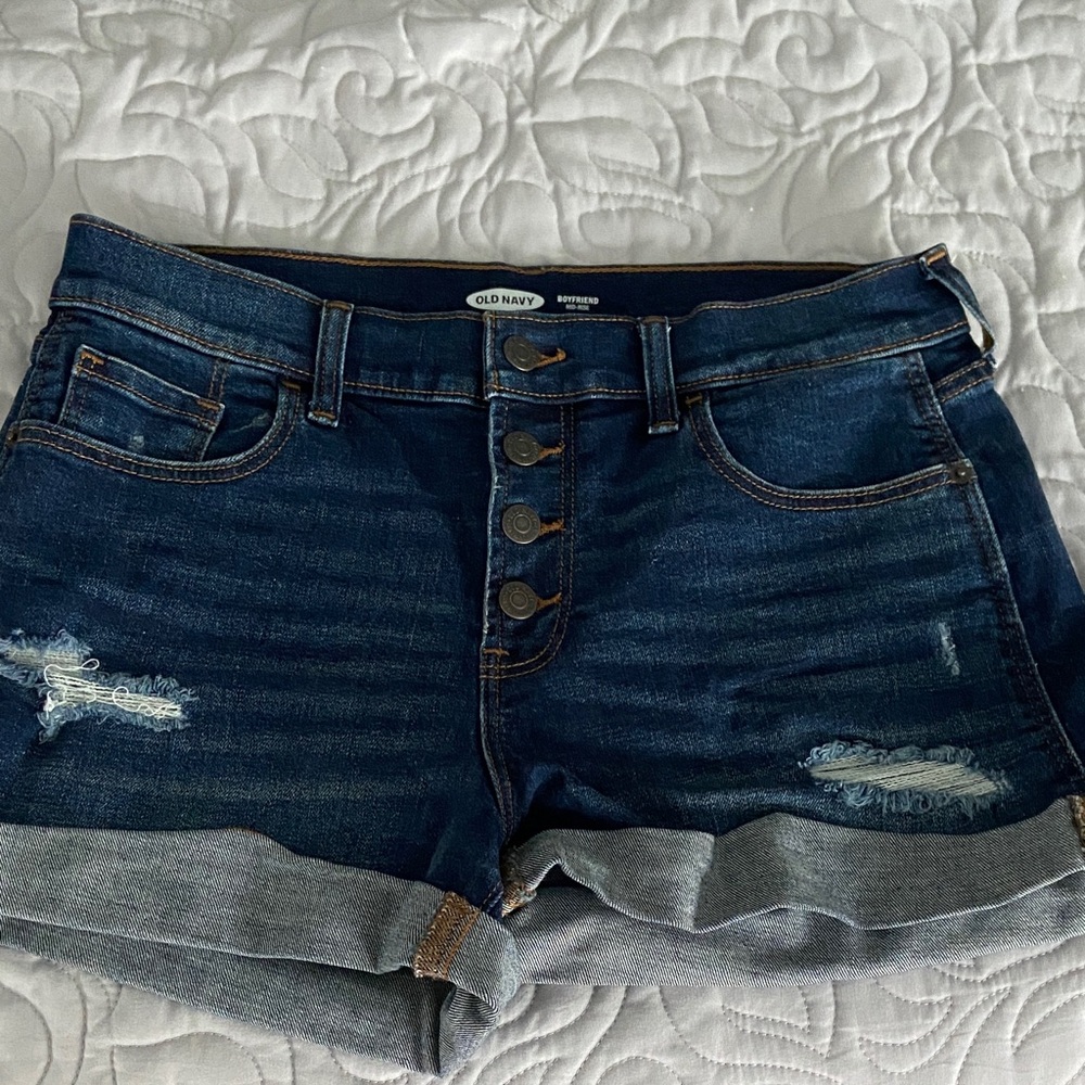 Old Navy Women's Distressed Dark Blue Jean Shorts NWOT